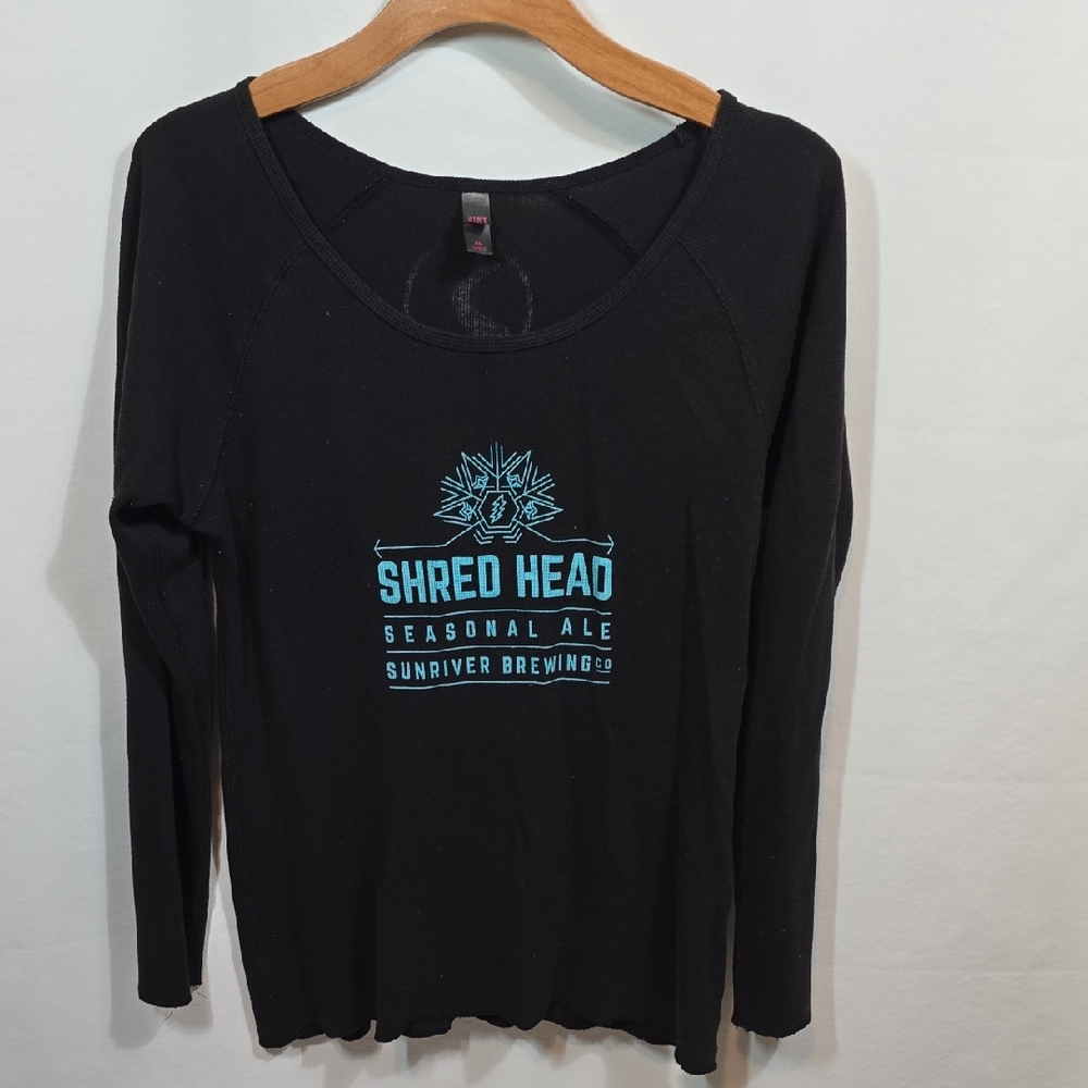 Sunriver Brewing Shred Head Seasonal Ale Women's Long Sleeve Thermal Tee XL NWOT